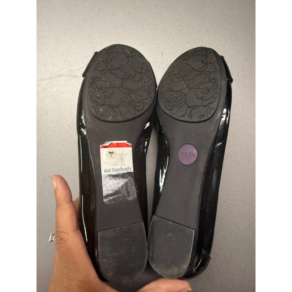 Me Too Album Black Patent Square Toe Ballet Flats Gold Buckle 8.5M - Picture 7 of 8